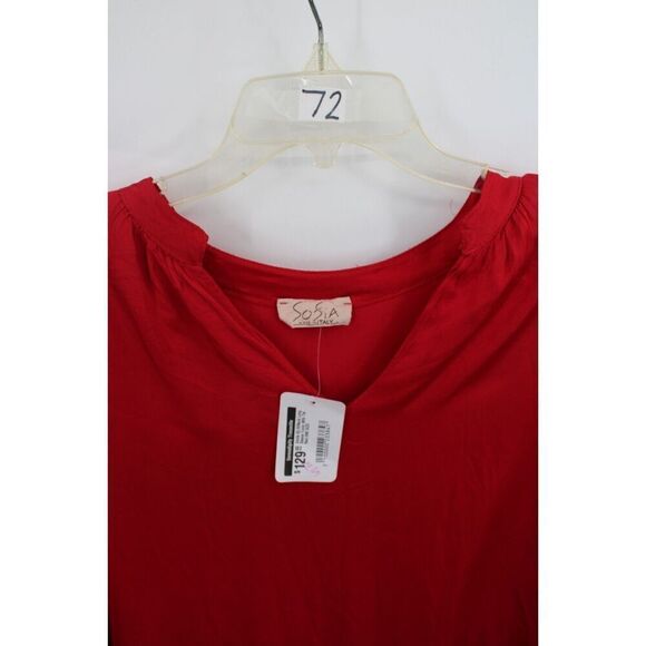 Sofia Amila V-neck Long Sleeve Tunic Red Made In Italy OS NWT - Picture 5 of 7
